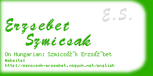 erzsebet szmicsak business card